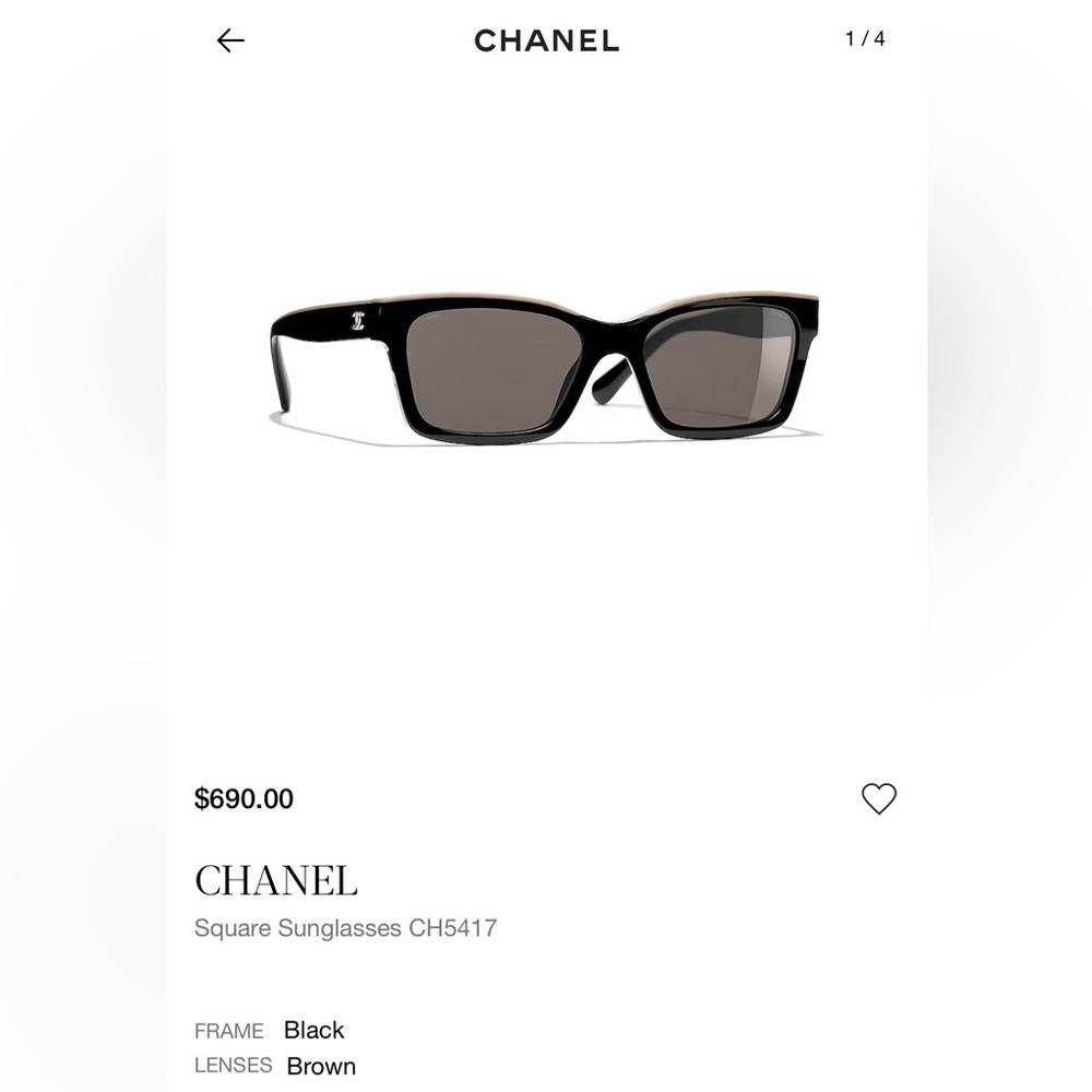 CHANEL Square Sunglasses CH5417 (black and beige)